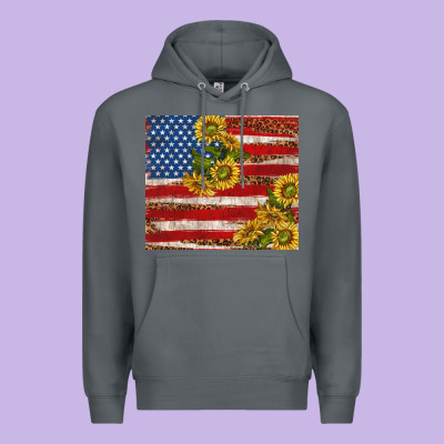 American Flag Sunflowers With Leopard Premium Hoodie Designed By Tumblerdesignbyshophia