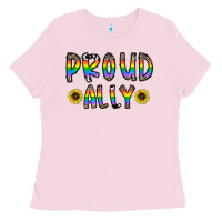 Bubblegum Pink proud ally Ladies Tee - CowhideDigitalArt