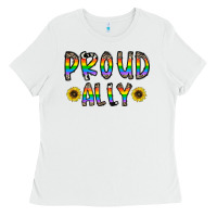 White proud ally Ladies Tee - CowhideDigitalArt