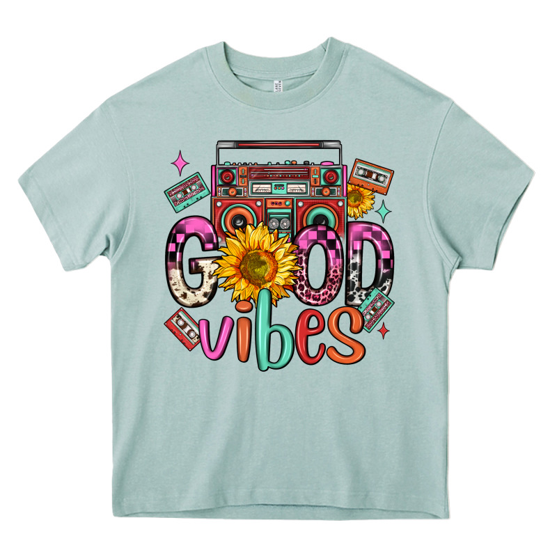 Good Vibes Cassette Boombox Heavy Core Tee by FaDigitalArtStudio | Teevron