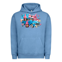 Pigment Pebble Blue American truck gnomes Urban Hoodie - FaDigitalArtStudio