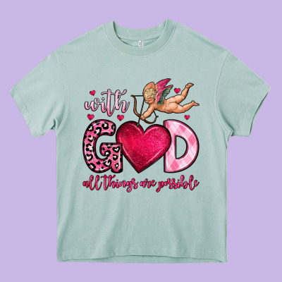 With God All Things Are Possible Heavy Core Tee Designed By Oliviacreatesart