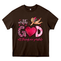 Chocolate Brown with god all things are possible Heavy Core Tee - OliviaCreatesArt