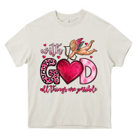 Cream with god all things are possible Heavy Core Tee - OliviaCreatesArt