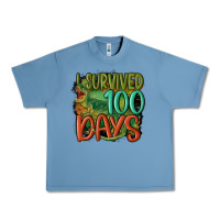 Pebble Blue i survived 100 days Urban Heavy Tee - MaliasSmallBusiness