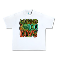 White i survived 100 days Urban Heavy Tee - MaliasSmallBusiness