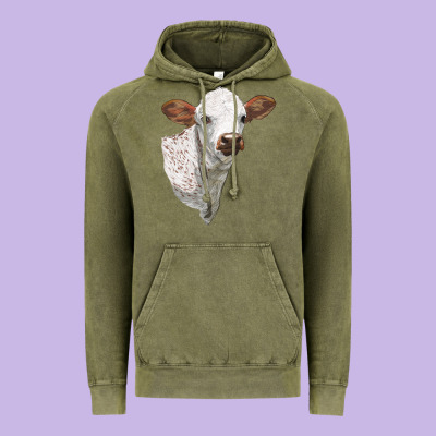 Texas Longhorn Calf Face Vintage Hoodie Designed By Lillyallendesigns