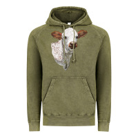 Vintage Olive Texas Longhorn Calf Face Vintage Hoodie - LillyAllenDesigns