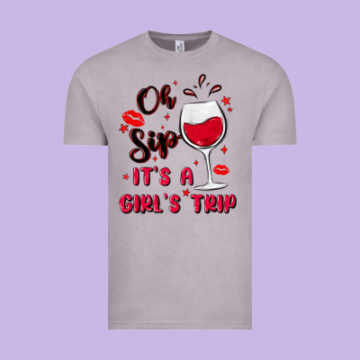 Oh Sip It's A Girl's Trip Vintage Tee Designed By Maliassmallbusiness