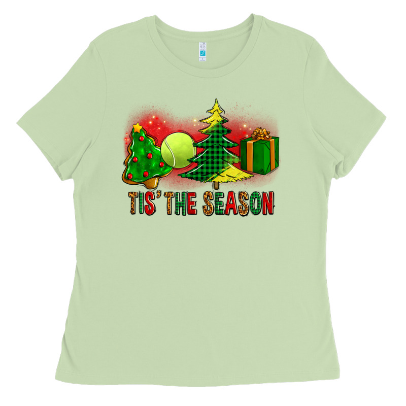 Tis The Season Christmas With Tennis Ball And Tree Cookie Ladies Tee by FaDigitalArtStudio | Teevron