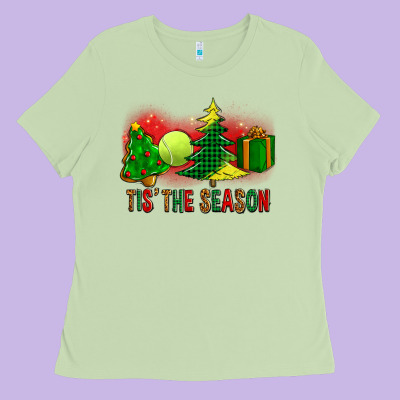 Tis The Season Christmas With Tennis Ball And Tree Cookie Ladies Tee Designed By Fadigitalartstudio