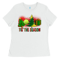 Tis The Season Christmas With Tennis Ball And Tree Cookie Ladies Tee | Teevron