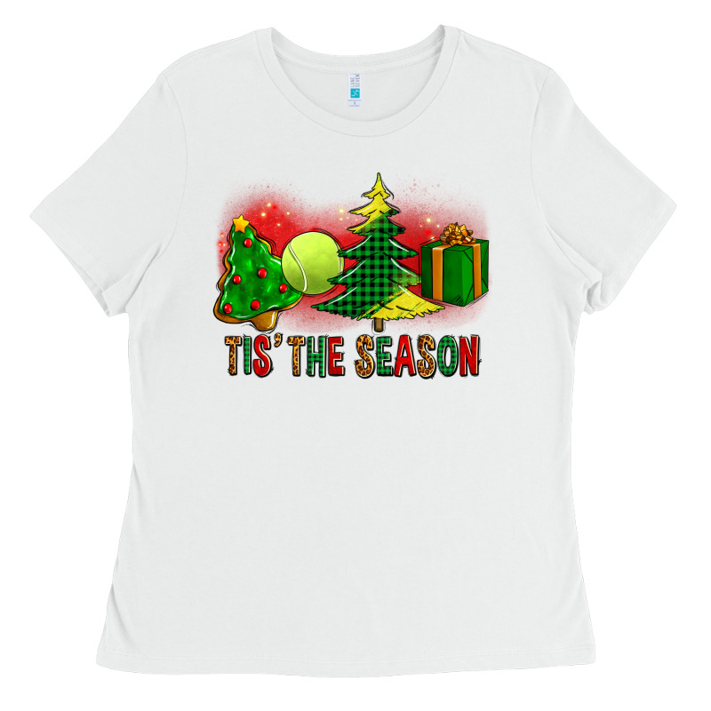 Tis The Season Christmas With Tennis Ball And Tree Cookie Ladies Tee by FaDigitalArtStudio | Teevron