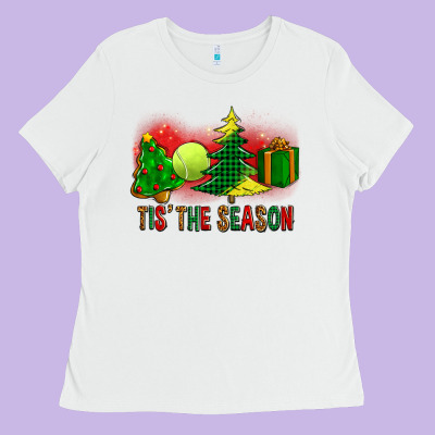 Tis The Season Christmas With Tennis Ball And Tree Cookie Ladies Tee Designed By Fadigitalartstudio