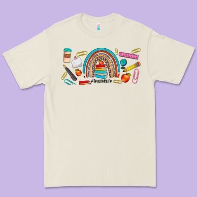 Teacher Life Rainbow Frosted Premium Tee Designed By Jahusdesignshop