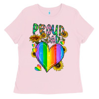Bubblegum Pink proud dad love Ladies Tee - CowhideDigitalArt