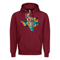 Burgundy Western Sunflower, Rose, Gemstsone, Turquoise Bull Skull Zipper Hoodie - Bettercallsaul