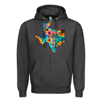Charcoal Heather Western Sunflower, Rose, Gemstsone, Turquoise Bull Skull Zipper Hoodie - Bettercallsaul