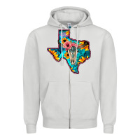 Dove Grey Western Sunflower, Rose, Gemstsone, Turquoise Bull Skull Zipper Hoodie - Bettercallsaul