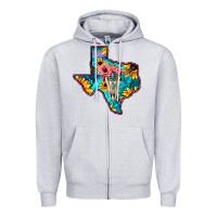 Heather Grey Western Sunflower, Rose, Gemstsone, Turquoise Bull Skull Zipper Hoodie - Bettercallsaul