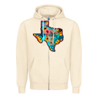 Sandshell Western Sunflower, Rose, Gemstsone, Turquoise Bull Skull Zipper Hoodie - Bettercallsaul