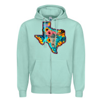 Seafoam Western Sunflower, Rose, Gemstsone, Turquoise Bull Skull Zipper Hoodie - Bettercallsaul