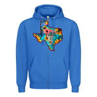 True Royal Western Sunflower, Rose, Gemstsone, Turquoise Bull Skull Zipper Hoodie - Bettercallsaul
