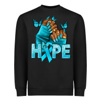 Black Hope teal ribbon Ovarian Cancer nails Heavyweight Sweatshirt - NancyCooperArtShop