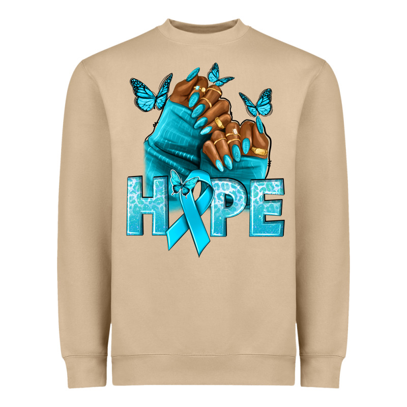 Hope Teal Ribbon Ovarian Cancer Nails Heavyweight Sweatshirt by NancyCooperArtShop | Teevron