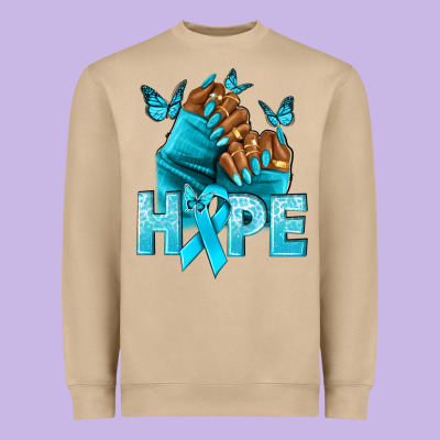 Hope Teal Ribbon Ovarian Cancer Nails Heavyweight Sweatshirt Designed By Nancycooperartshop