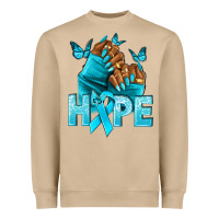 Mushroom Hope teal ribbon Ovarian Cancer nails Heavyweight Sweatshirt - NancyCooperArtShop