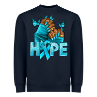 Navy Hope teal ribbon Ovarian Cancer nails Heavyweight Sweatshirt - NancyCooperArtShop