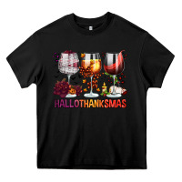 Black hallothanksmas halloween thanksgiving  christmas wine Heavy Core Tee - FaDigitalArtStudio