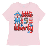 Bubblegum Pink little miss liberty Ladies Tee - HRA Design Shop