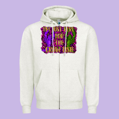 Mardi Gras I'm Just Here For The Craw Fish With Lobster Zipper Hoodie Designed By Ranaportraitstore
