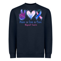 Navy Peace love cure Thyroid Cancer Heavyweight Sweatshirt - NancyCooperArtShop