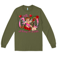 Army Green with god all things are possible Long Sleeve Tee - NancyCooperArtShop