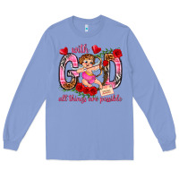 Colony Blue with god all things are possible Long Sleeve Tee - NancyCooperArtShop