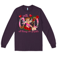 Plum with god all things are possible Long Sleeve Tee - NancyCooperArtShop
