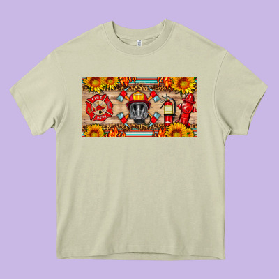 Firefighter Air Mask Sunflower And Elementary License Plate Heavy Core Tee Designed By Hra Design Shop
