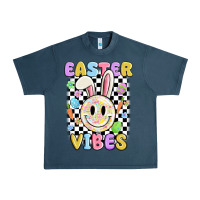 Midnight Navy easter vibes smiley face Urban Heavy Tee - MaliasSmallBusiness