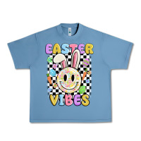Pebble Blue easter vibes smiley face Urban Heavy Tee - MaliasSmallBusiness