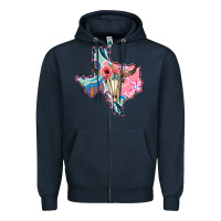 Navy Texas Boho Bull Skull Zipper Hoodie - Bettercallsaul