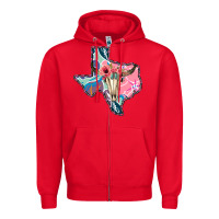 Red Texas Boho Bull Skull Zipper Hoodie - Bettercallsaul
