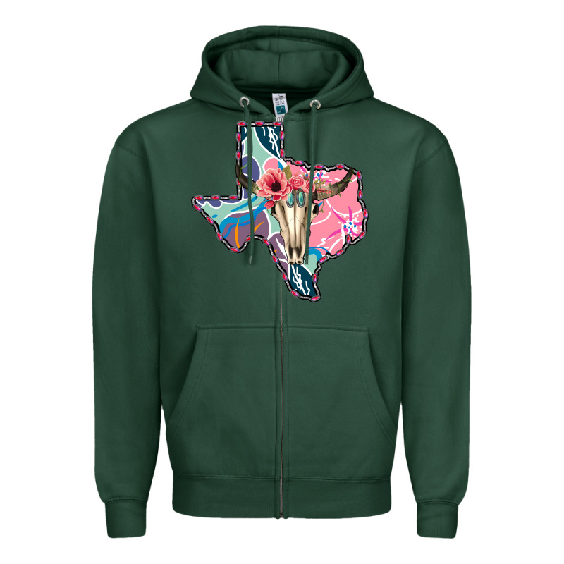 Texas Boho Bull Skull Zipper Hoodie by Bettercallsaul | Teevron