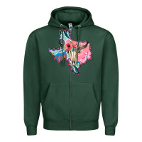 Sports Green Texas Boho Bull Skull Zipper Hoodie - Bettercallsaul