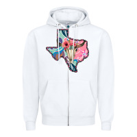 White Texas Boho Bull Skull Zipper Hoodie - Bettercallsaul