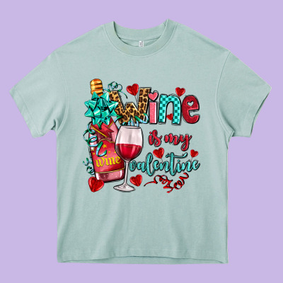 Wine Is My Valentine Olivia Heavy Core Tee Designed By Oliviacreatesart
