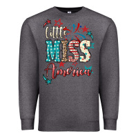 Charcoal Heather Little miss America 4th of july Premium Sweatshirt - HowdyJamesFarm