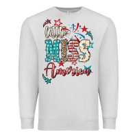 Dove Grey Little miss America 4th of july Premium Sweatshirt - HowdyJamesFarm